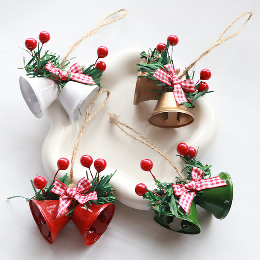 Double Trumpet Bell Ornament – Metal Jingle Bell for Christmas Tree, Window Display & DIY Craft Hanging Decor