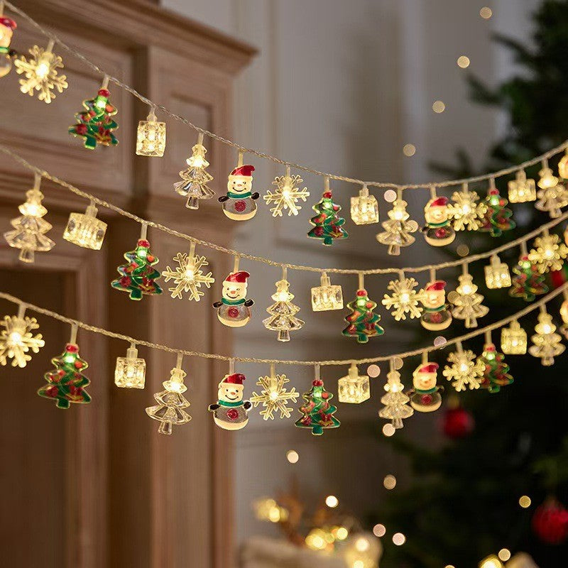 LED Christmas Light Set – Snowflake, Reindeer, Christmas Tree & Star Shapes for Outdoor Camping, Garden & Holiday Ambiance Decoration