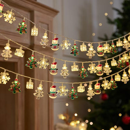 LED Christmas Light Set – Snowflake, Reindeer, Christmas Tree & Star Shapes for Outdoor Camping, Garden & Holiday Ambiance Decoration