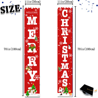 Merry Christmas porch banner with Santa, red