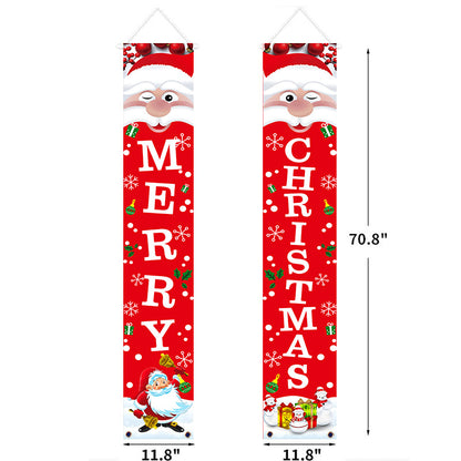 Santa face Merry Christmas porch banner, red