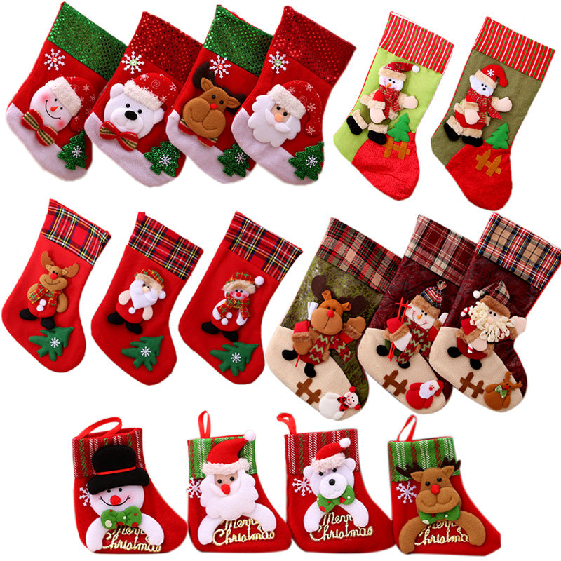 Christmas Stocking & Gift Bag Set – Small Stocking Ornaments for Tree Hanging Decor, Holiday Pouch for Candy & Presents