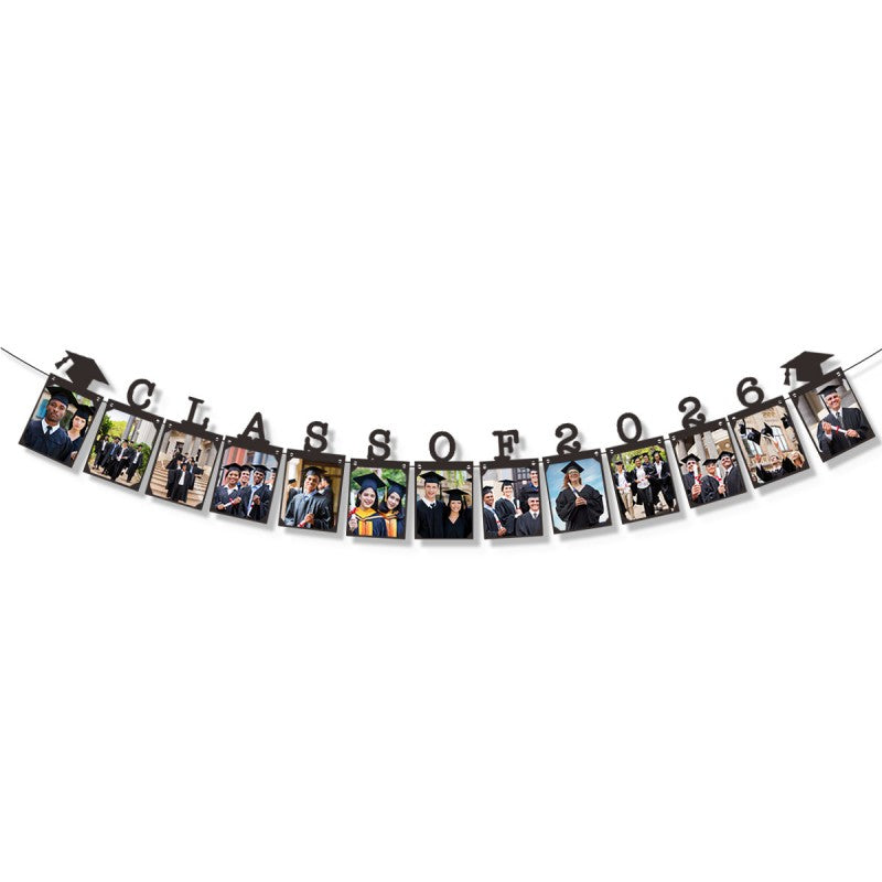 Graduation Photo Banner | Grades 1-12 & Class of 2026 | Hanging Cardboard Frame Garland