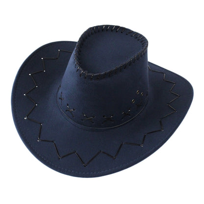 Classic felt cowboy hat in navy blue with stitched brim