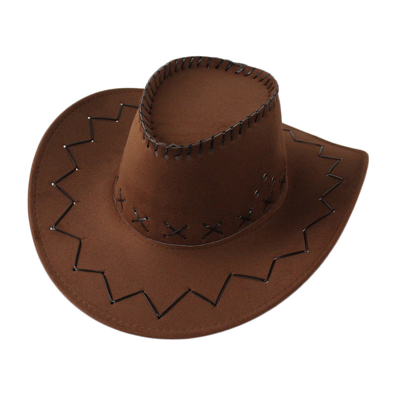 Classic felt cowboy hat in medium brown with stitched brim