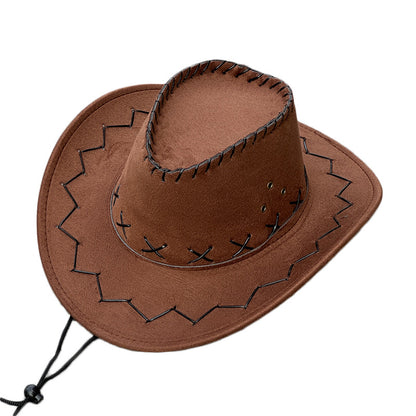 Classic felt cowboy hat in light brown with stitched brim