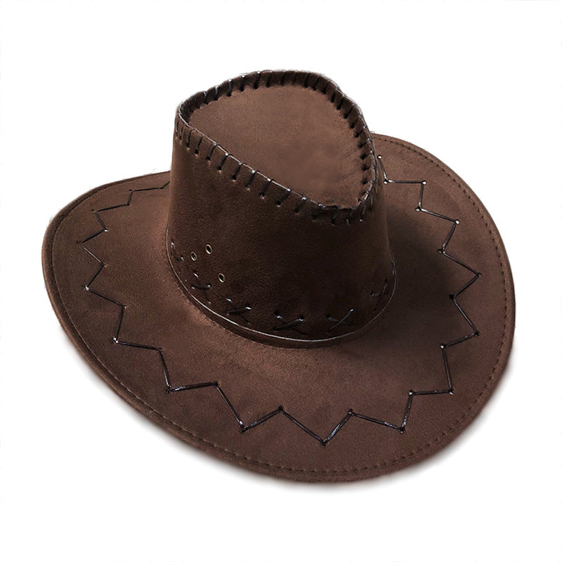 Classic felt cowboy hat in dark brown with stitched brim
