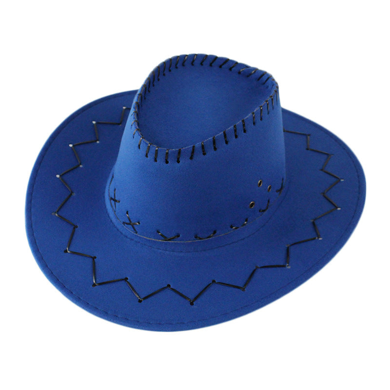 Classic felt cowboy hat in royal blue with stitched brim