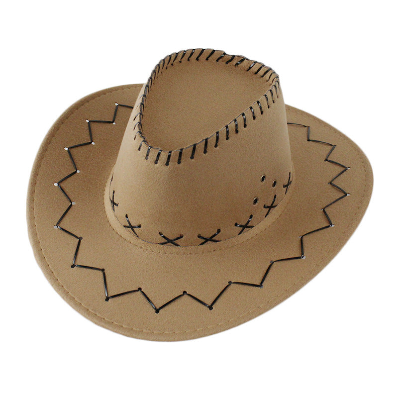 Classic felt cowboy hat in dark camel with stitched brim