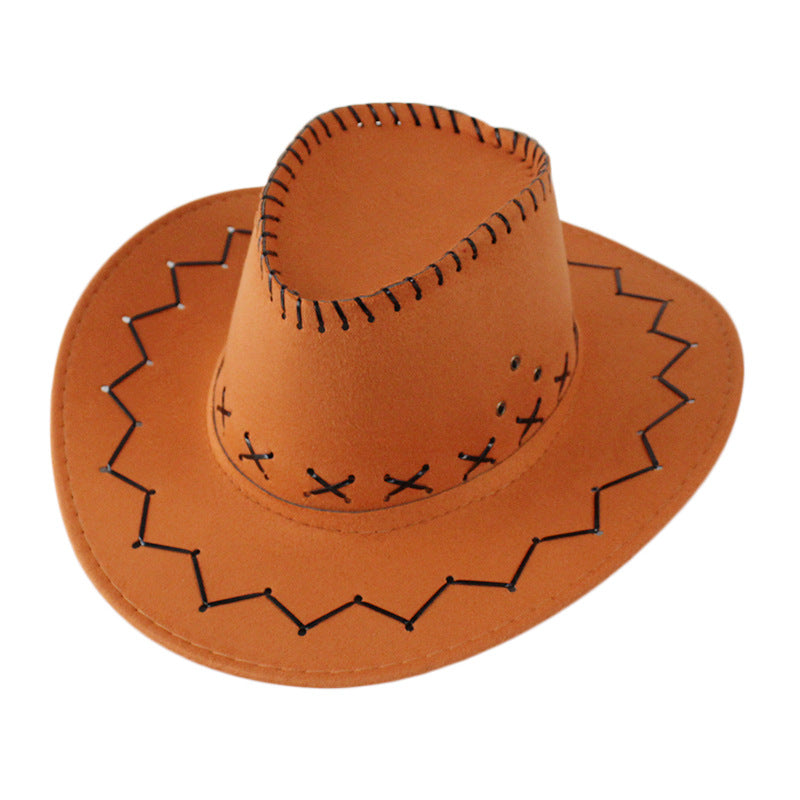 Classic felt cowboy hat in orange with stitched brim