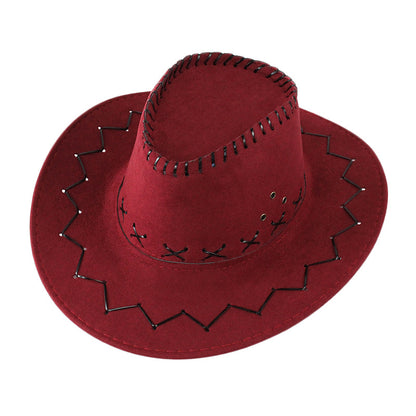 Classic felt cowboy hat in wine red with stitched brim