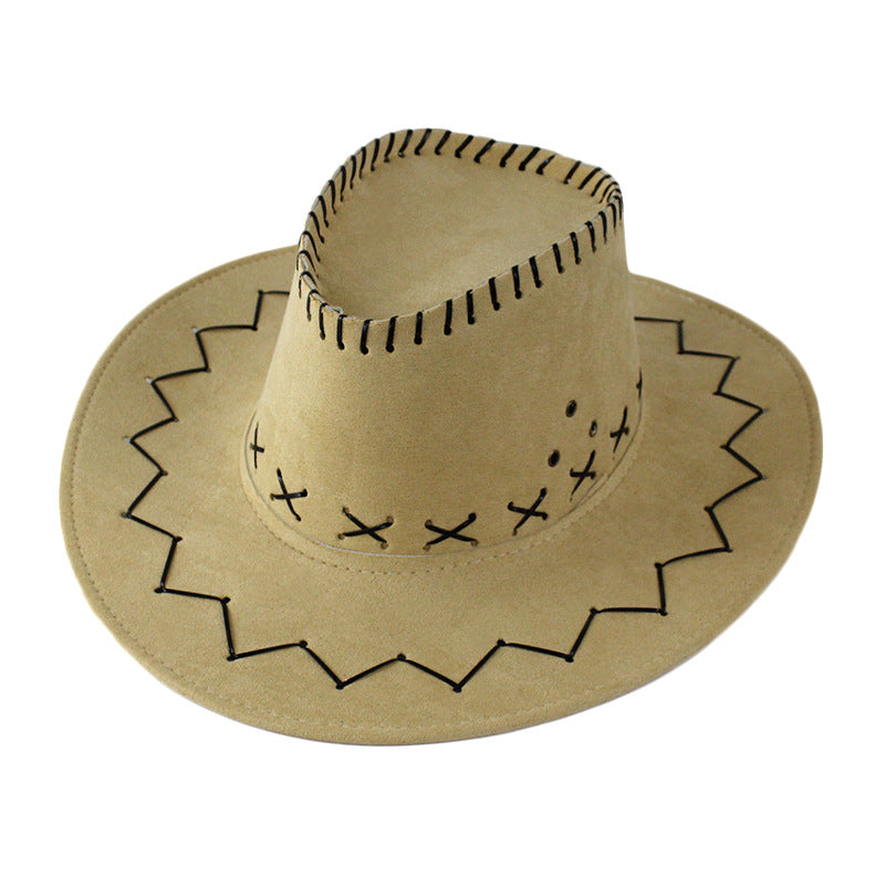 Classic felt cowboy hat in beige with stitched brim