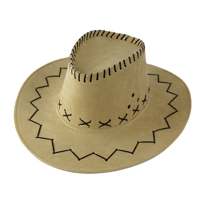 Classic felt cowboy hat in beige with stitched brim