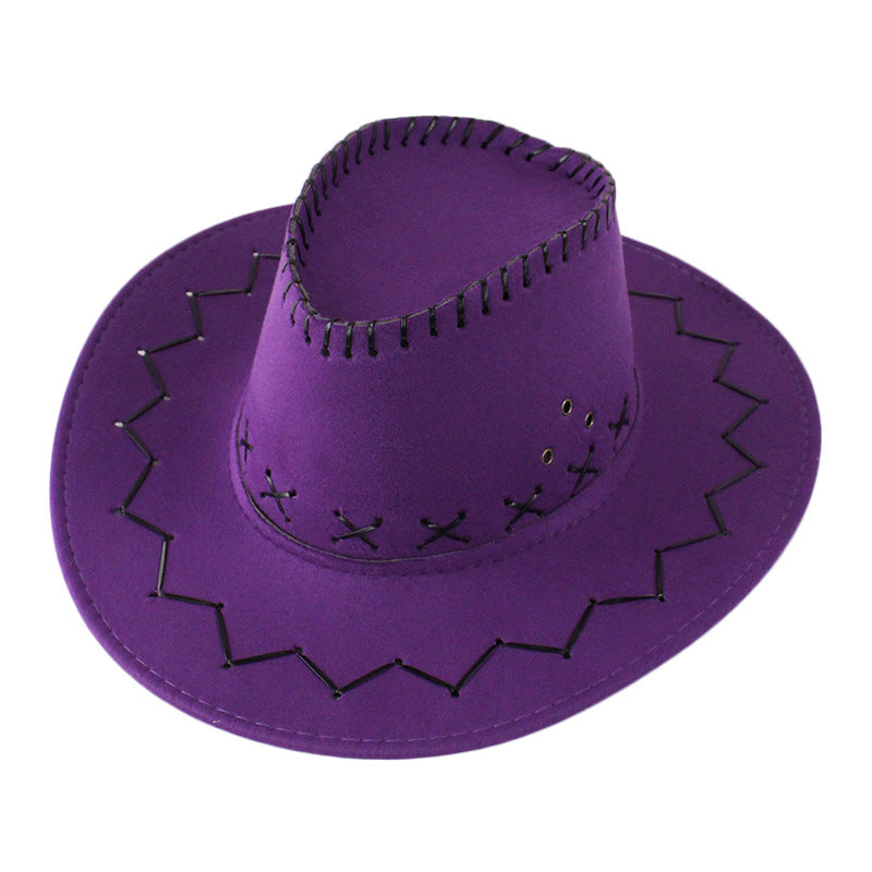 Classic felt cowboy hat in purple with stitched brim