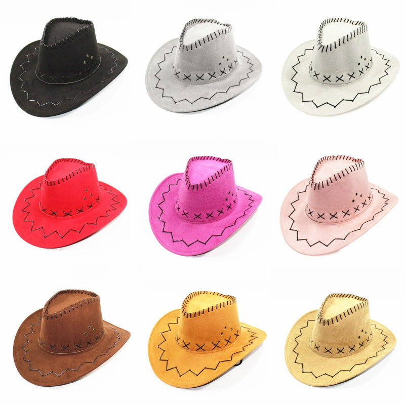 Classic felt cowboy hats assortment in 9 colors with stitched brim
