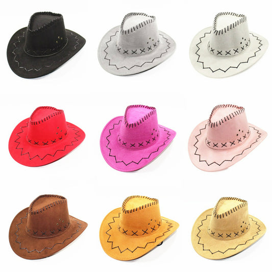 Classic felt cowboy hats assortment in 9 colors with stitched brim