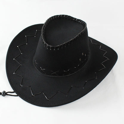 Classic felt cowboy hat in black with chin cord