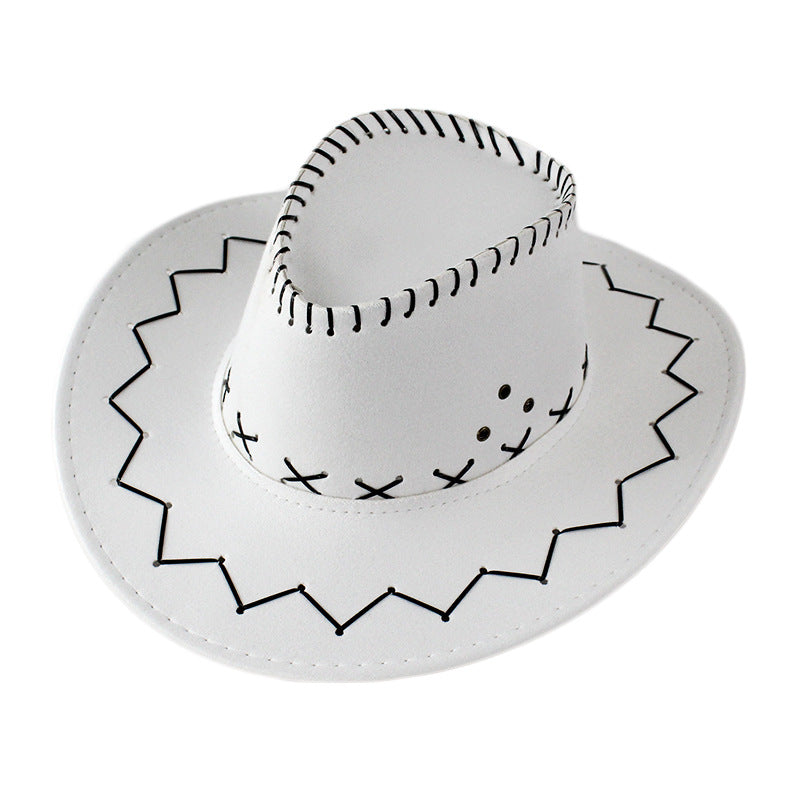 Classic felt cowboy hat in white with stitched brim