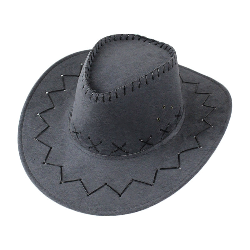 Classic felt cowboy hat in grey with stitched brim