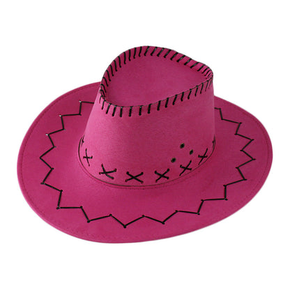Classic felt cowboy hat in rose red with stitched brim