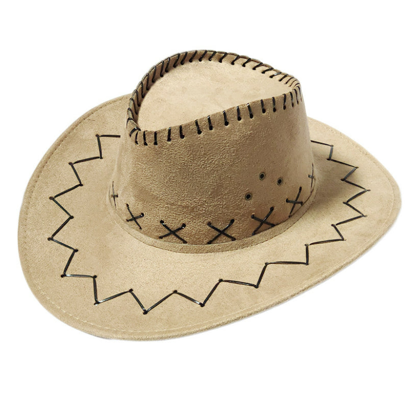 Classic felt cowboy hat in light camel with stitched brim