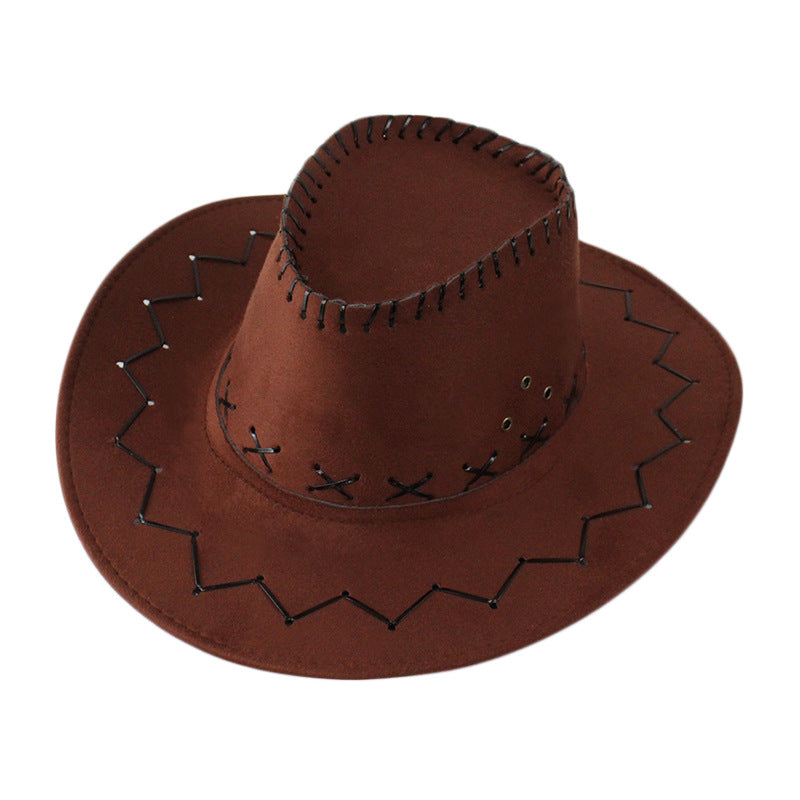 Classic felt cowboy hat in red brown with stitched brim