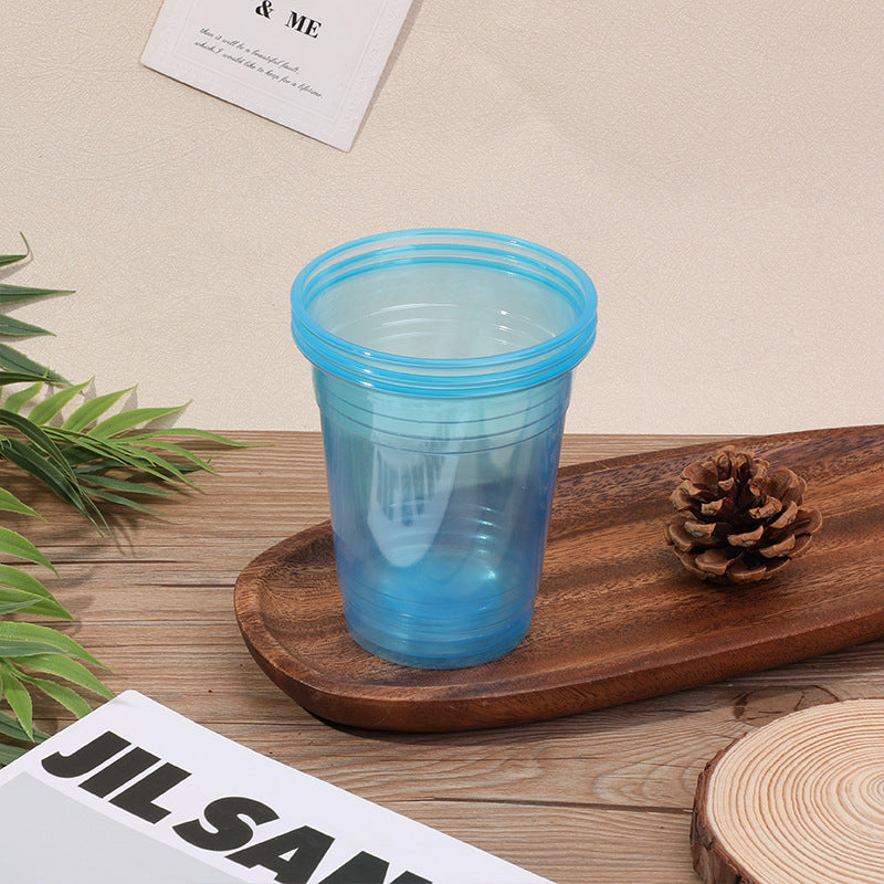 Transparent party cups for cold drinks at birthday and BBQ events
