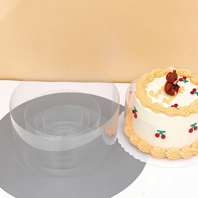 Clear PET cake collar - Mini bento cake wrapping and cylindrical collar display