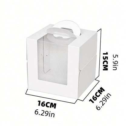 Wholesale clear window cake packaging boxes with handle - 4-inch white extra tall cardboard 16x16x15cm