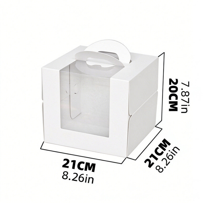 Wholesale clear window cake packaging boxes with handle - 6-inch white extra tall cardboard 21x21x20cm