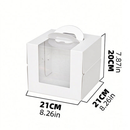 Wholesale clear window cake packaging boxes with handle - 6-inch white extra tall cardboard 21x21x20cm