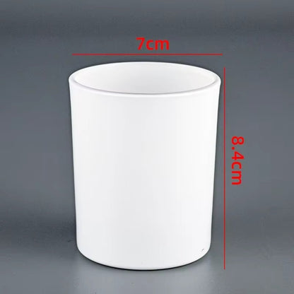 7oz 180g Frosted White Glass Candle Jars with Wood Lids – Thickened Jar for Candle Making, Spice Storage & Home Decoration (D70mm x H84mm, Multiple Colors, Pine Wood Lid)