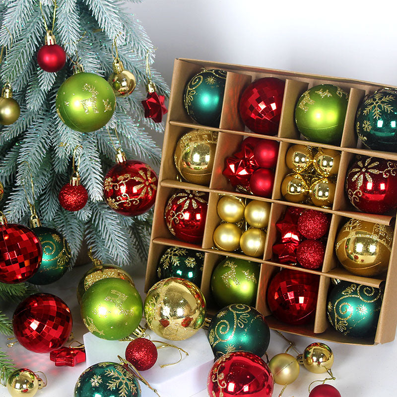 44Pcs Christmas Ball Set – Plated Plastic Ornaments, Painted & Shaped Baubles, 6cm for Tree & Holiday Decor