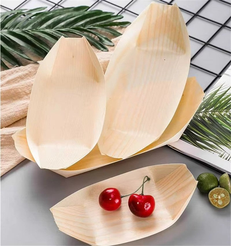 Bulk Birchwood Serveware: Disposable Cups, Sushi Boats & Cones - Professional Supplier