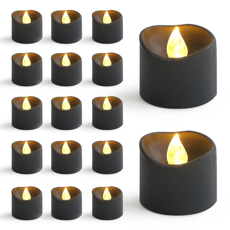 🕯️ Black Plastic LED Flameless Tea Light | Halloween Home Decor | Battery Operated Flickering Candle