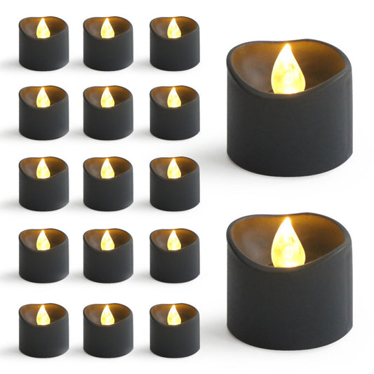 🕯️ Black Plastic LED Flameless Tea Light | Halloween Home Decor | Battery Operated Flickering Candle