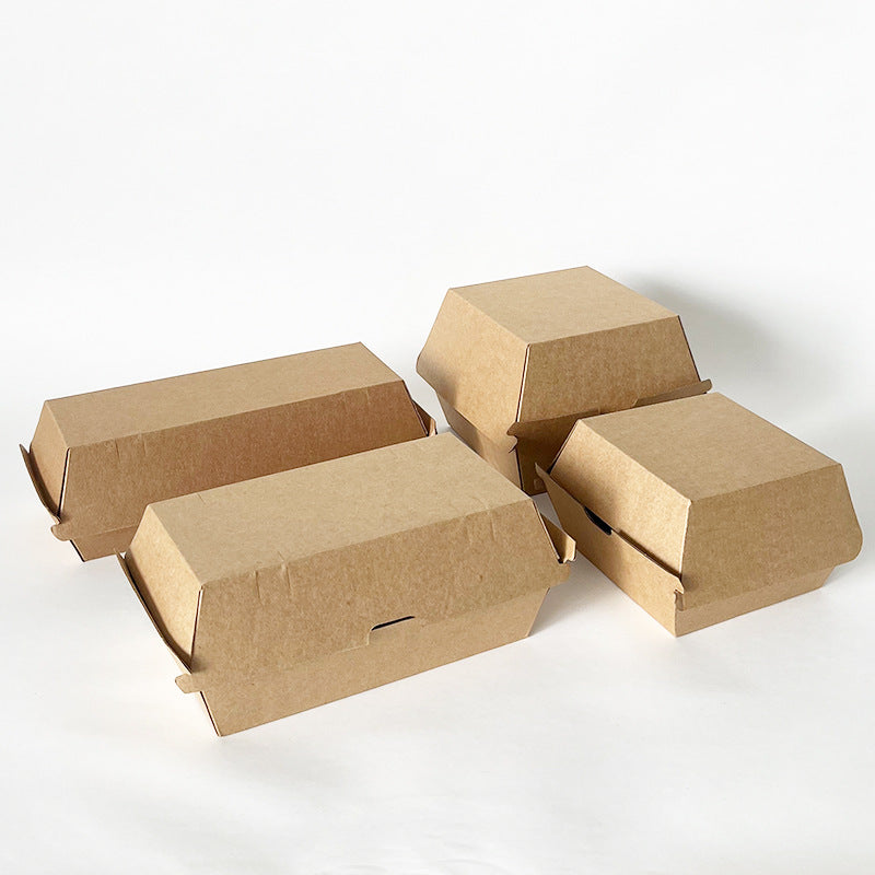 Corrugated kraft burger box 4-size group assortment display