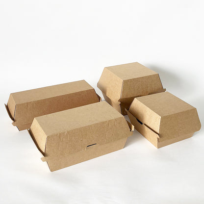 Corrugated kraft burger box 4-size group assortment display