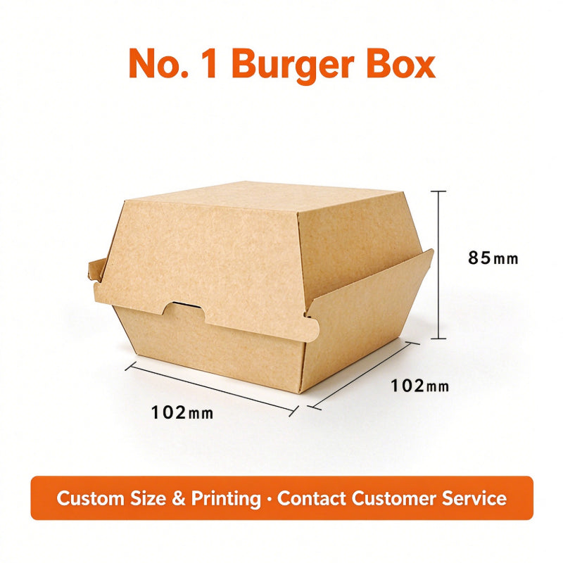 Corrugated kraft burger box No. 1 size with dimensions