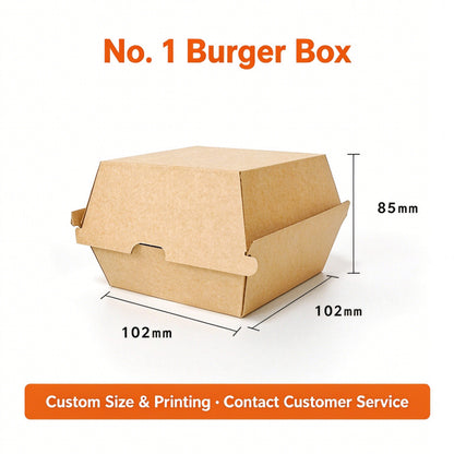 Corrugated kraft burger box No. 1 size with dimensions