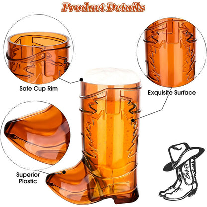 Cowboy boot plastic shot glass material and rim details