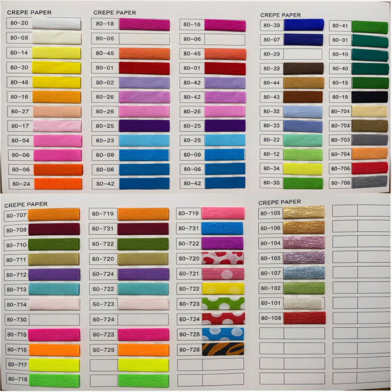 Crepe paper streamer comprehensive color swatch catalog reference book