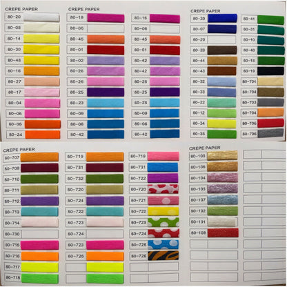 Crepe paper streamer comprehensive color swatch catalog reference book