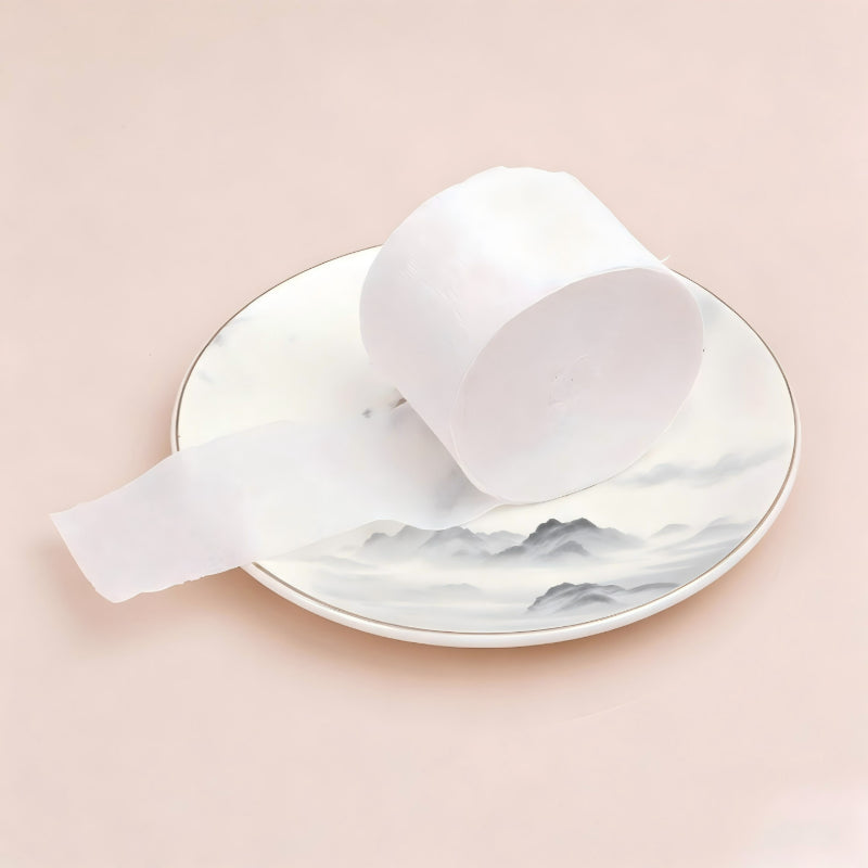 Crepe paper streamer pure white wound roll unrolled strip