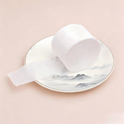 Crepe paper streamer pure white wound roll unrolled strip