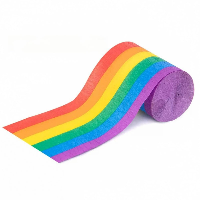 Crepe paper streamer rainbow multi-color diagonal unrolled strip