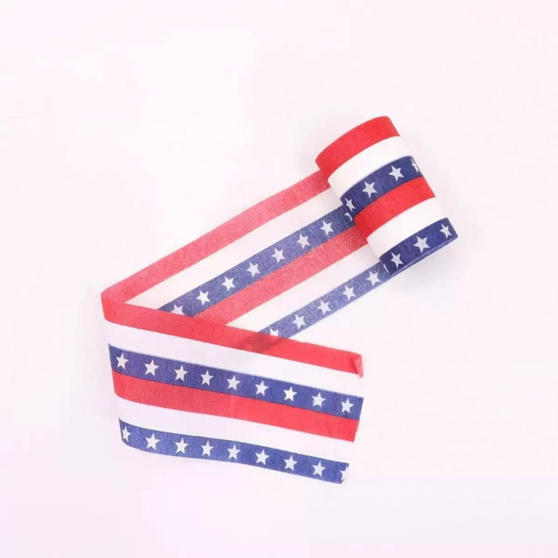 Crepe paper streamer patriotic red white blue striped roll