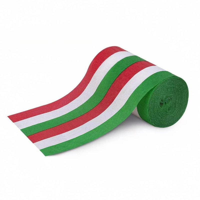 Crepe paper streamer festive red white green striped roll