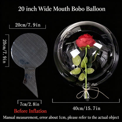 Clear bobo balloon 20-inch wide mouth for flower stuffing