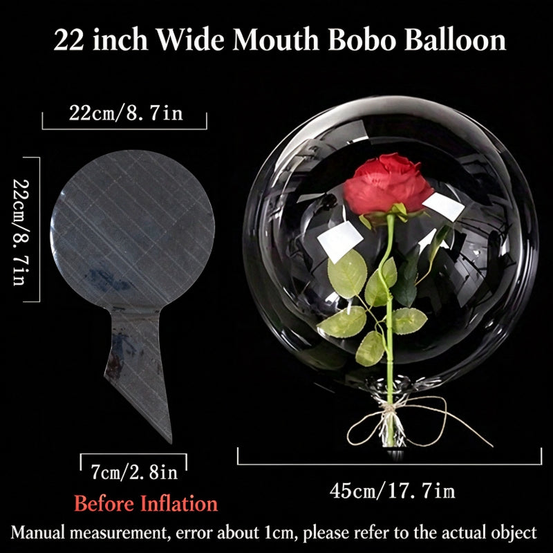 Clear bobo balloon 22-inch wide mouth stuffed with rose